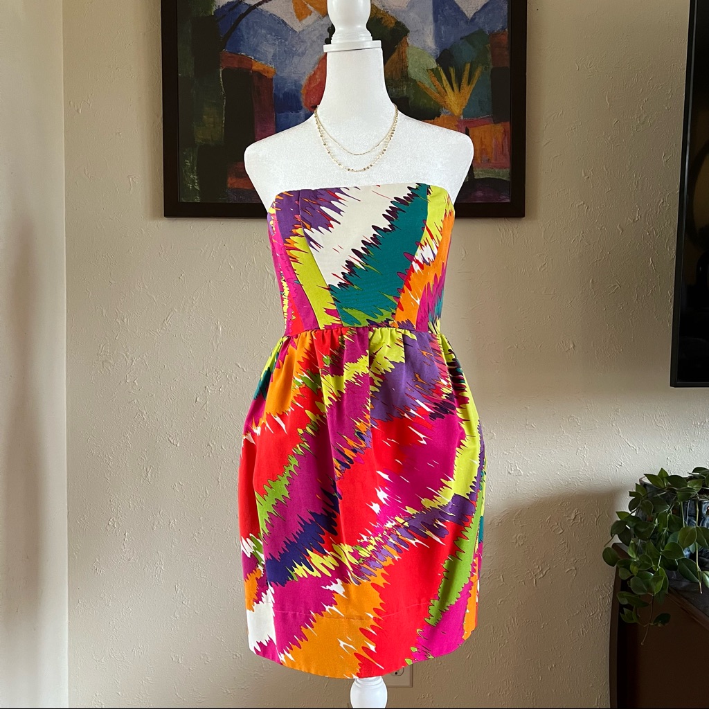 Shoshanna | Strapless Multicolor Tulip Dress Size 4